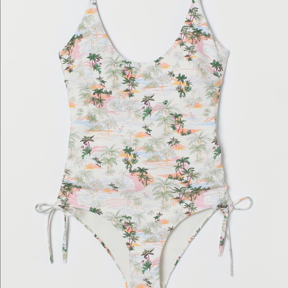 NWT H&M white tropical one piece swim suit
